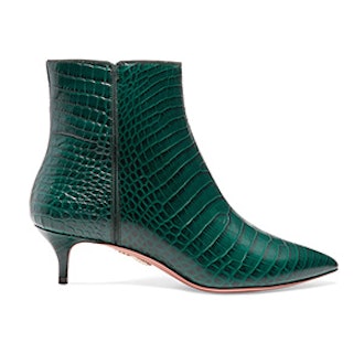 Quant Croc-Effect Leather Ankle Boots