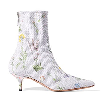 Elliot Floral-Print Matelassé Ankle Boots