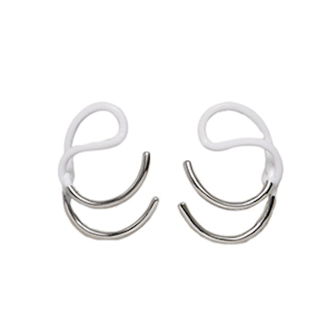 Twisted White And Silver Earrings