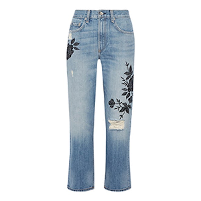 Ramona Embroidered Marilyn Crop Jeans