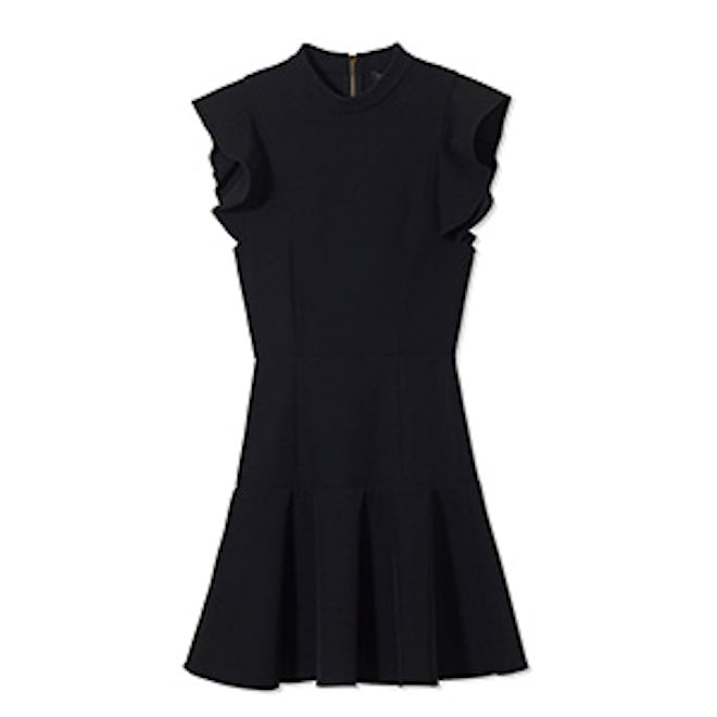 Black Rocco High-Neck Twill Mini Dress