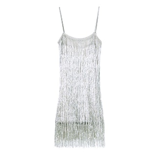 Della Fringe Metallic Dress