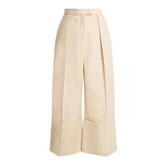 High-Rise Wide-Leg Turn-Up Cotton Culottes