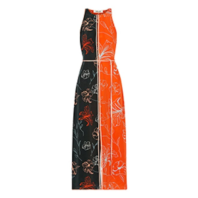 Open-Back Printed Silk Crepe De Chine Midi Dress