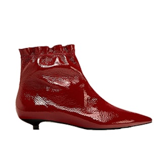 Flat Patent Finish Leather Ankle Boots