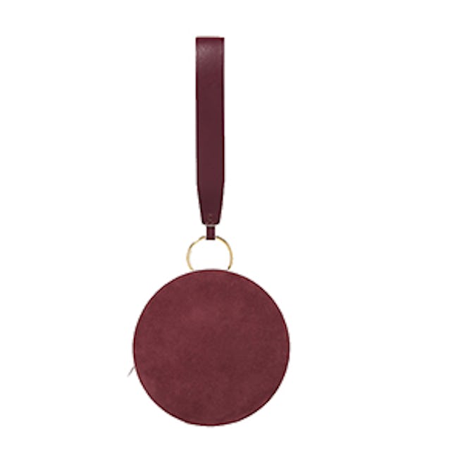 Circle Two-Tone Leather And Suede Clutch
