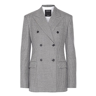 Double-Breasted Houndstooth Wool Blazer