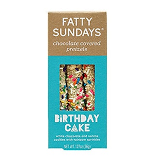 Fatty Sundays Chocolate Covered Pretzels, 1.27oz (Birthday Cake)