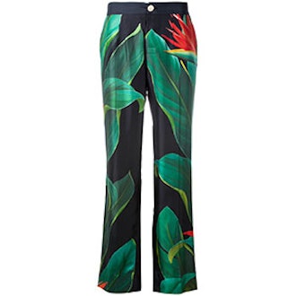 Flower Print Straight Trousers