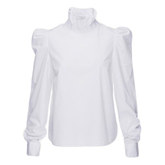 Ruffle Neck Poplin Shirt