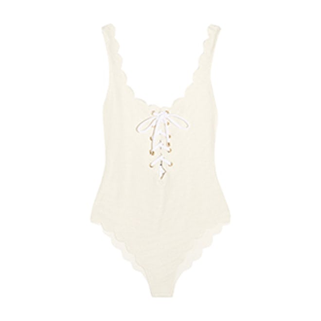 Palm Springs Lace-Up Scalloped Swimsuit