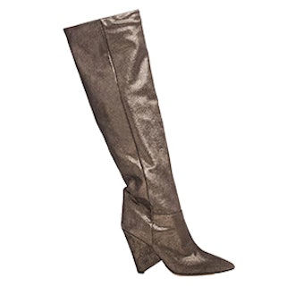 Metallic Suede Knee Boots