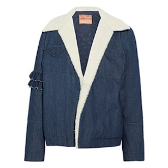 Made For Greatness Shearling-Trimmed Denim Jacket