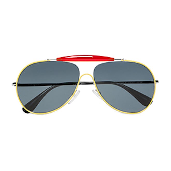 Aviator-Style Metal and Acetate Sunglasses in Yellow