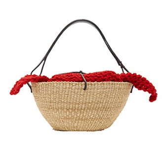 Egg Knit Straw Tote