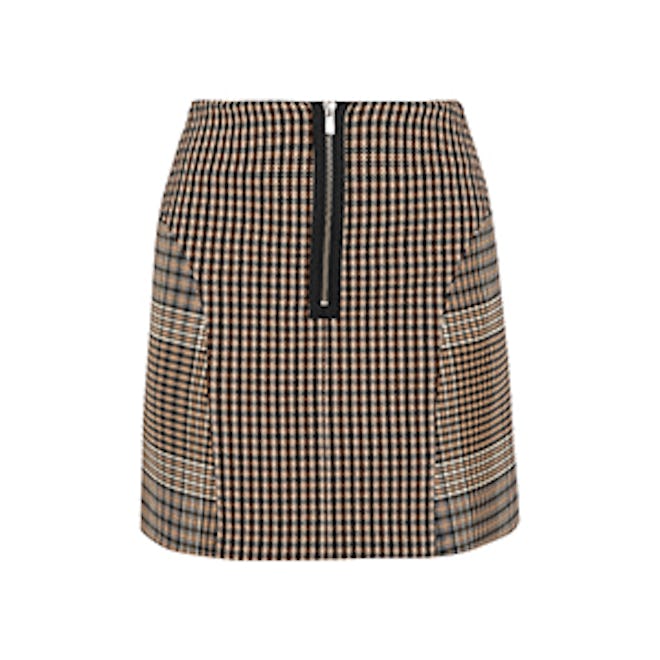 Checked Cotton-Blend Mini Skirt