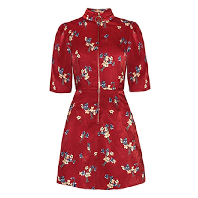 Floral Zip Front Fit And Flare Dress