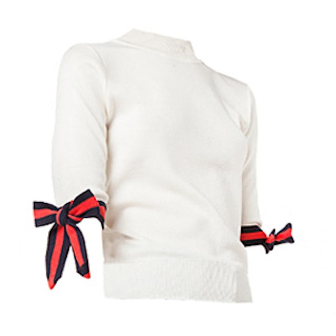 Muse Striped Bow Tie Knit Top