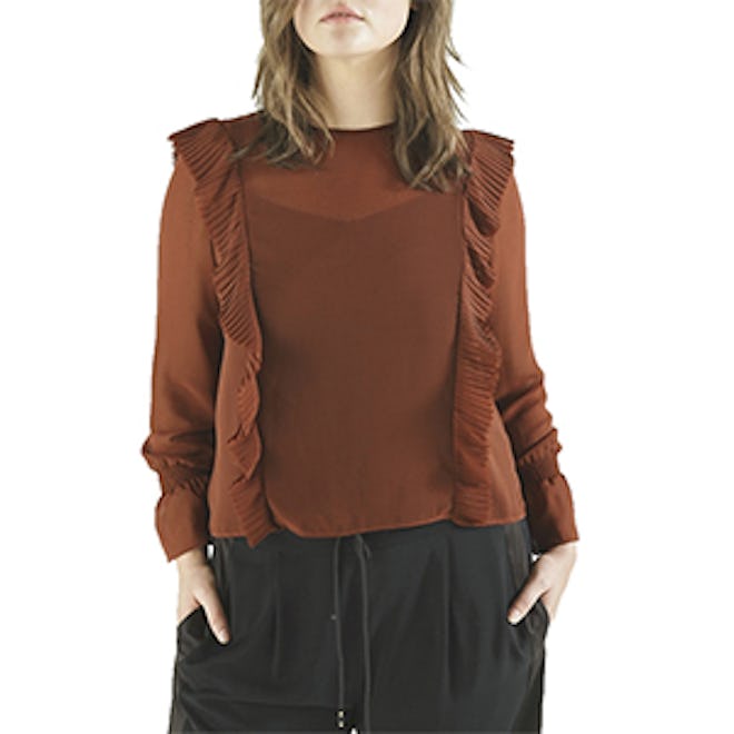 Rust Frill Front Blouse