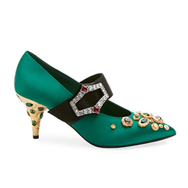 Embellished Satin Pump