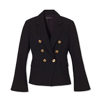 Sadie Double-Breasted Bell-Sleeve Twill Blazer