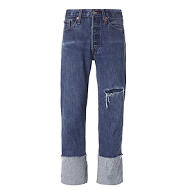 Straight Cuff Destroyed High-Rise Jeans
