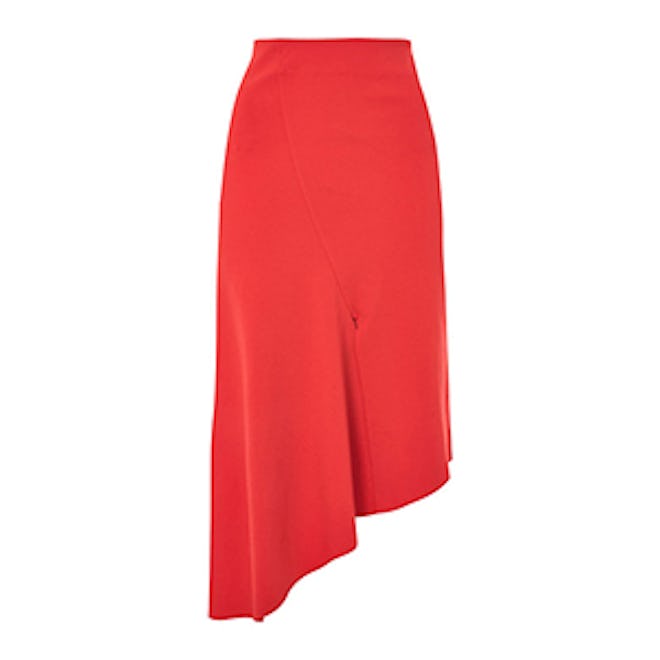 Asymmetric Split Jersey Midi Skirt