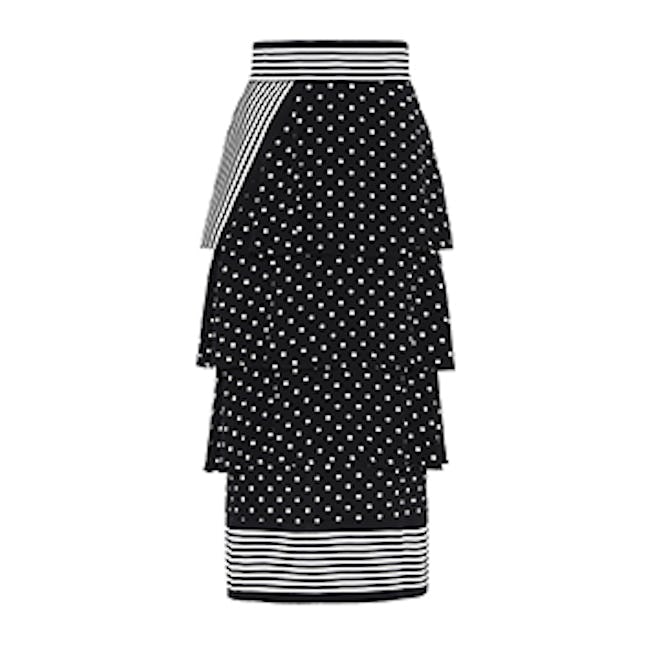 Tiered Polka Dot Midi Skirt