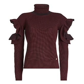 Wool Turtleneck Pullover With Cut-Out Detail