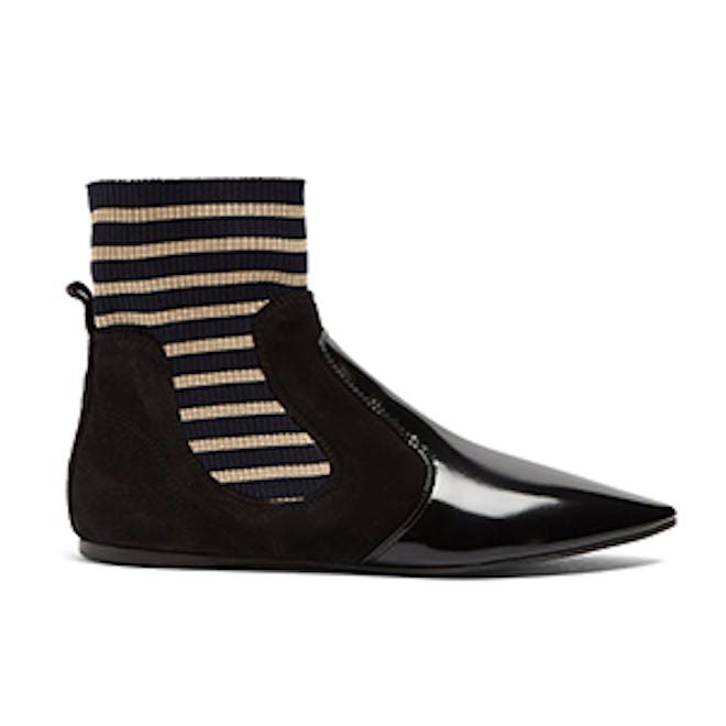 Amalee Striped Insert Leather Ankle Boots