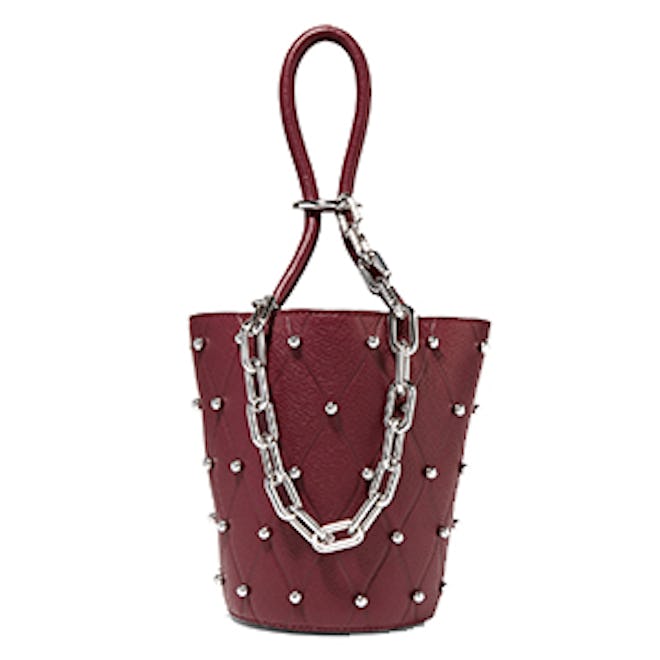 Roxy Mini Studded Textured-Leather Bucket Bag