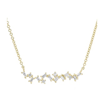 14KT Yellow Gold Diamond Jagged Bar Necklace