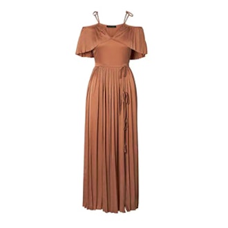 Pleated Off-the-Shoulder Maxi Dress
