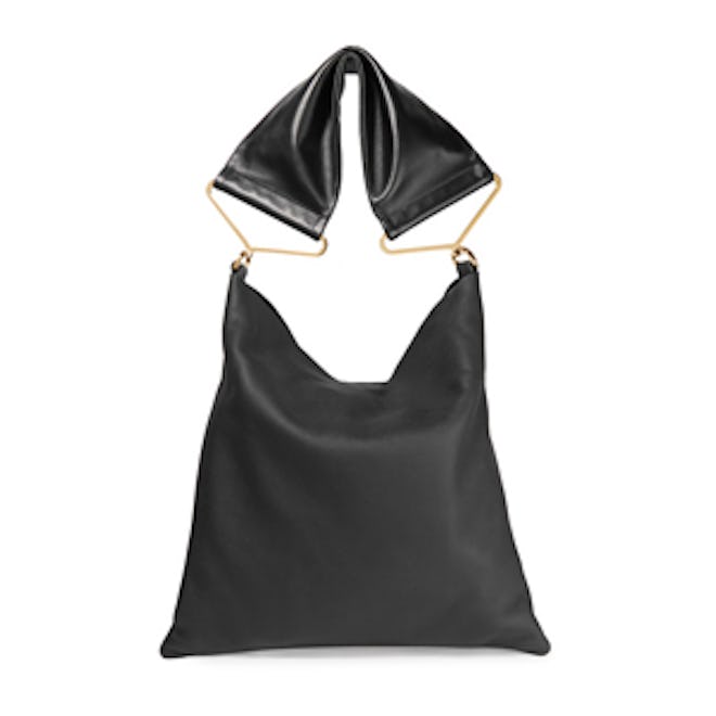 Maxi Strap Textured-Leather Tote