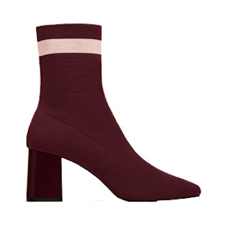 Striped High Heel Sock-Style Ankle Boots