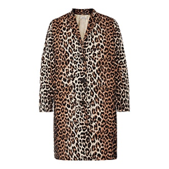 Leopard-Print Cotton-Twill Coat