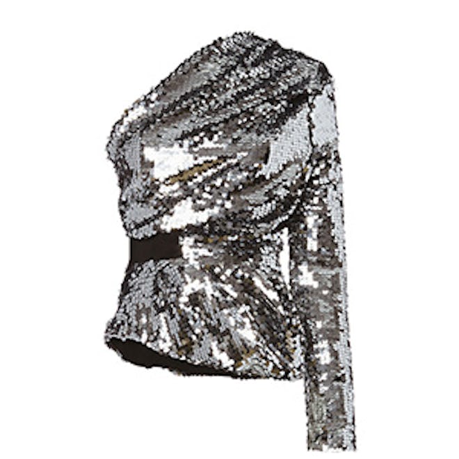 Silver Sequin One Shoulder Top