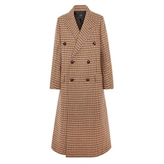 Double-Breasted Checked Felt Coat