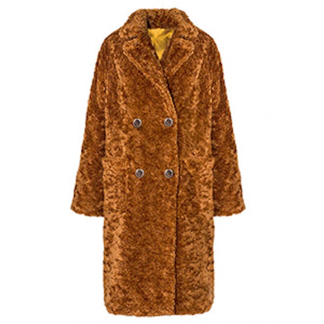 Teddy Button Faux Fur Coat