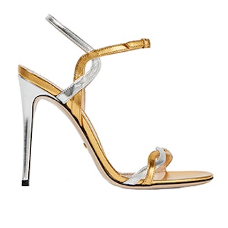 Two-Tone Metallic Leather Sandals