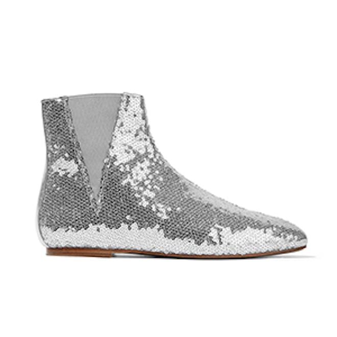 Sequined Leather Chelsea Boots