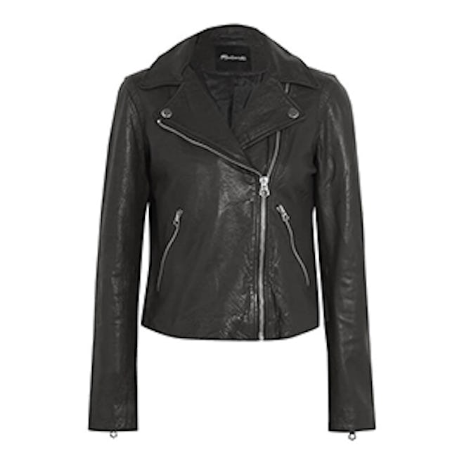 Textured-Leather Biker Jacket