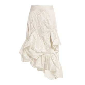Ruffle-Hem Crinkle-Taffeta Skirt