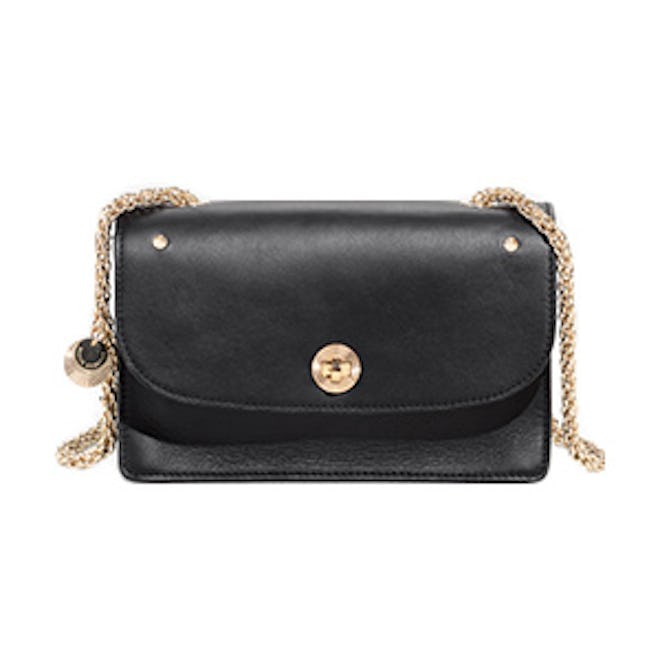 Gold-Tone Chain Small Leather Bag
