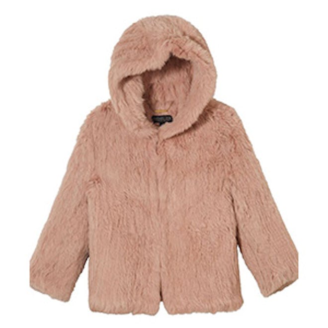 Rose Hooded Fur Jacket