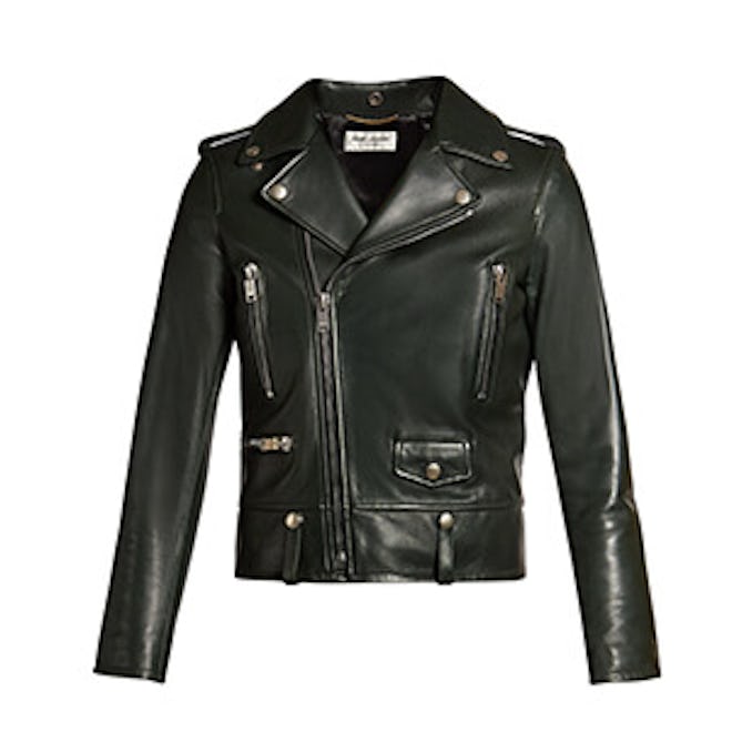 Shrunken-Fit Leather Biker Jacket