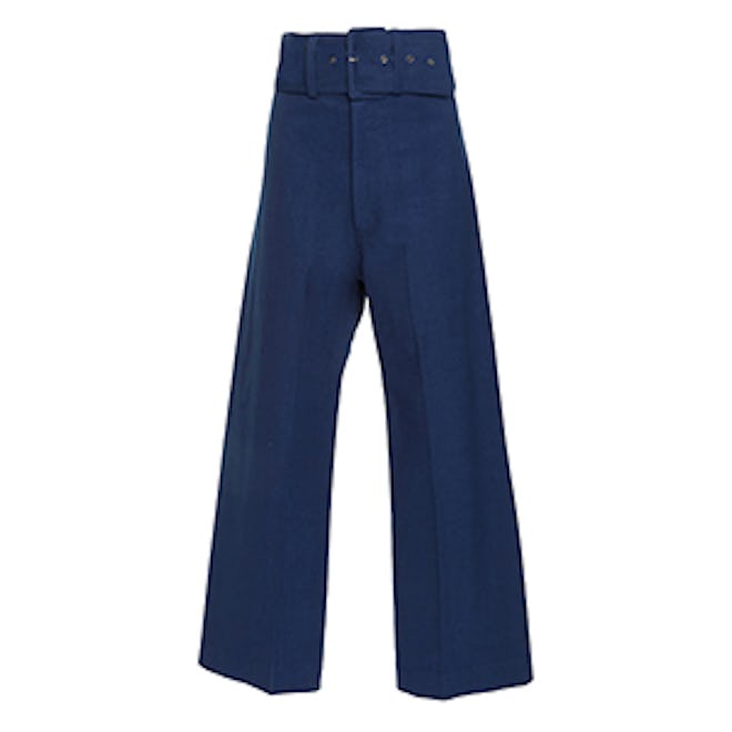 Belted Cropped Cotton-Blend Pants