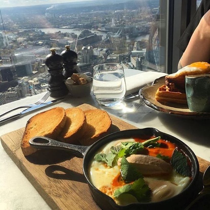 Pan served meal at Duck & Waffle