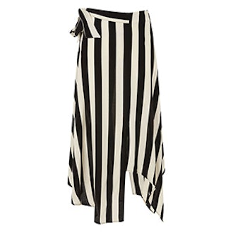 Stripe Hanky Hem Midi Skirt