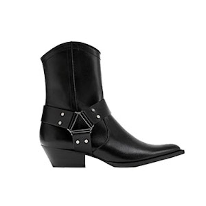 Leather Cowboy Style Ankle Boots